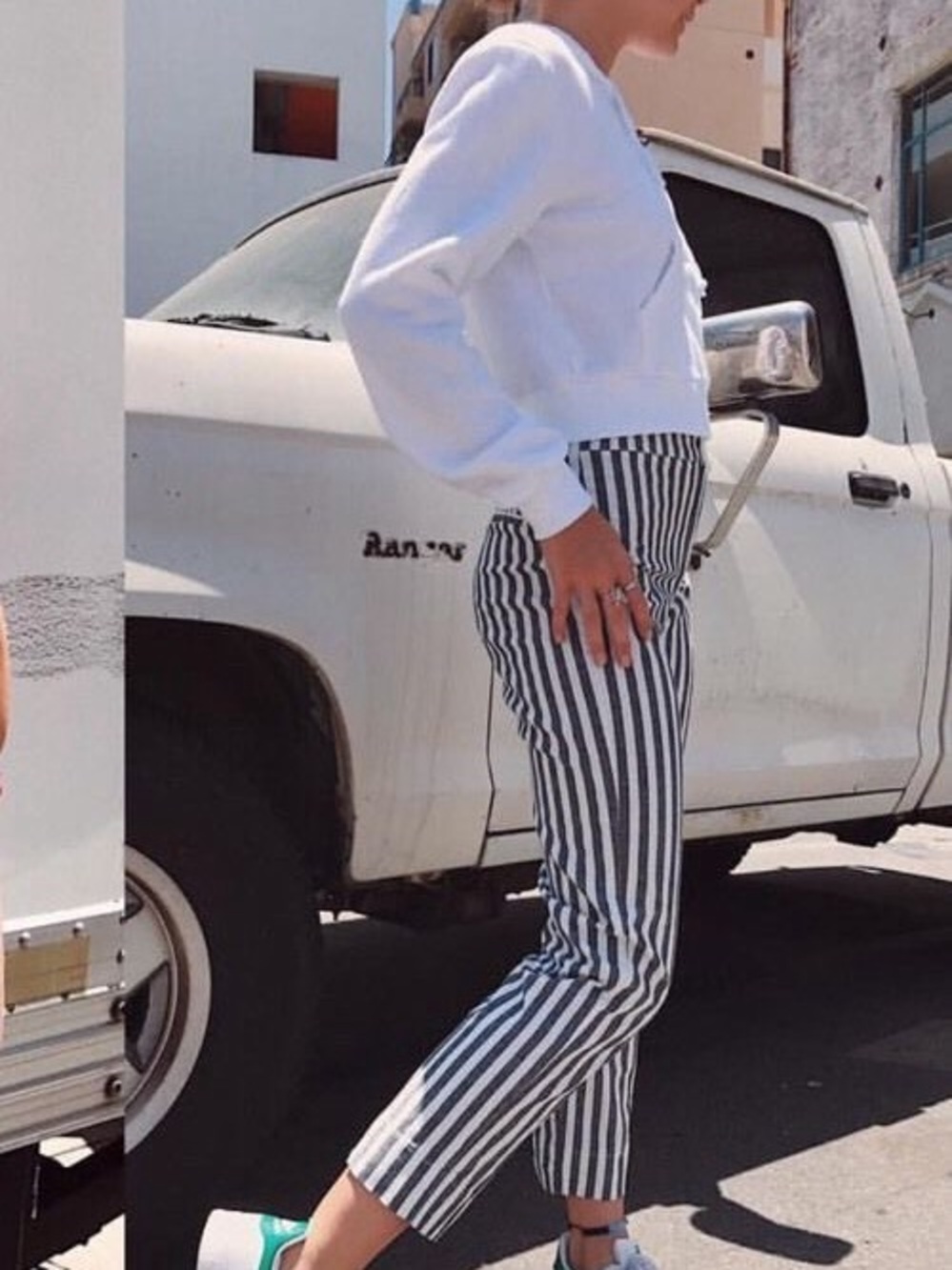 Black & White Vertical Stripe Pants - Picture 3 of 3